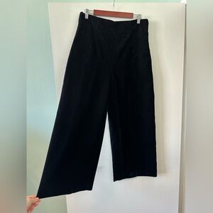 NWOT ZARA Chic Black Velvet Wide-Leg Pants Trousers